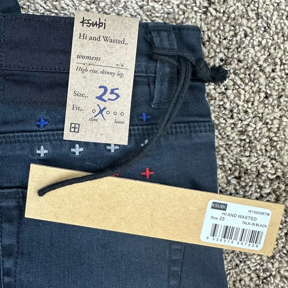 NWT KSUBI "Hi and Wasted" High Rise Black Distressed Skinny Jean Size 25 - Picture 4 of 4